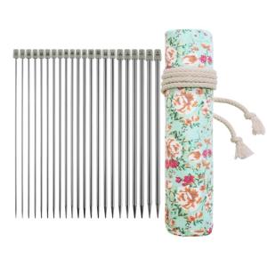 22Pcs Single Pointed Pointed Knitting Needle 25.0cm Stainless Steel Straight Knitting Needle Set for Knitting Weaving