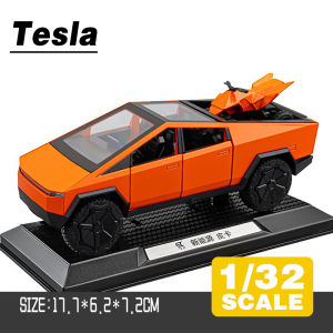 LEO 1:32 Tesla Cybertruck Pickup Diecast โมเดล รถอัลลอยด์รถยนต์ของเล่นคอลเลกชันของขวัญสําหรับเด็กชายสาว ของเล่นเด็ก