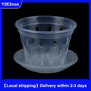 【Local shipping】 1Pc Flowerpot Garden Planter Drainage Pots with Holes Transparent Orchid Baskets Plastic Breathable Flower Pots Accessories