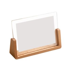 NEXASHOP Acrylic Photo Frame U Shape Transparent Photo Holder Office Decor Walnut/Beech Photo Props