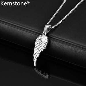 Kemstone Mens Stainless Steel Rose Wing Pendant Necklace Gothic Jewelry Gift