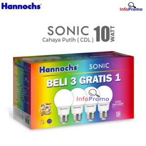 Paket Lampu Led Hannochs Sonic 10 Watt Beli 3 Gratis 1 Isi 4 Pcs