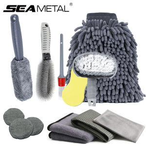 6/12Pcs Car Clean Accessories Universal Car Wash Brush Cleaning Tool Set for Dashboard Air Outlet Gap Detail Cleaning