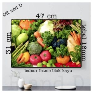 Hiasan Dinding Dapur Gambar Masakan Ukuran 47x31 Dekorasi Buah Bumbu Dapur restoran Rumah makan Cafe