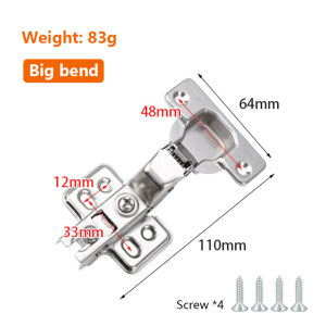 【SG Stock】Stainless Steel Cabinet Hinge Soft Closing Safety Buffer Cabinet Door Hinges Home Furniture Full-Overlay