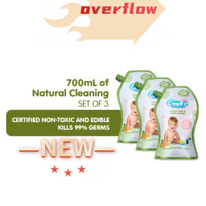 Cradle Natural Baby Bottle Wash &  Cleaner - Non-toxic 700mL Easy-Pouch. Set of 3