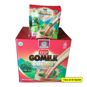 Susu Gomilk 1 Box isi 40 Sachet Susu Kambing Etawa Bubuk plus Herbal Daun Kelor-Daun Salam-Mengkudu-Krimer-Gula