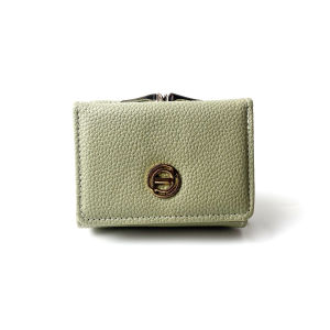 New stylish and simple short tri-fold wallet for women made of PU leather