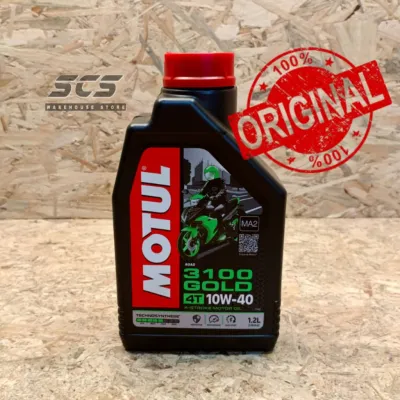 Minyak Hitam MOTUL Original 3100 GOLD Engine Oil 1.2 Liter 1.2L 10W40 Technosynthese MA2 Engin Road and off Road Bikes