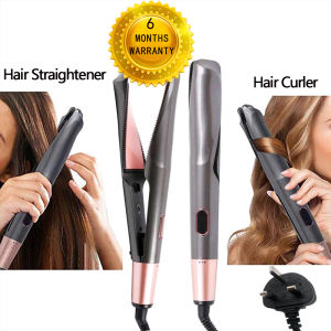 Professional 2in1 Curling Iron Hair Straightener Twisted Flat Iron Tourmaline Ceramic Curler LCD Display