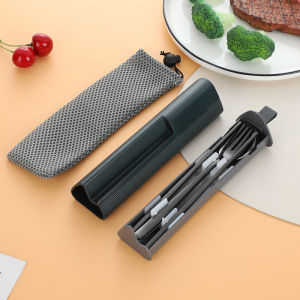 PORMA Portable Cutlery Set 304 Stainless Steel Traveling Cutlery Spoon Fork Chopsticks Flatware Set with Case