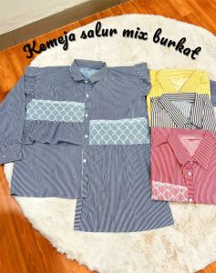 BISA COD PRODUK TERBARU KEMEJA WANITA SISI KEKINIAN BAHAN KATUN SALUR KOMBINASI BURKET