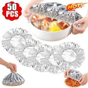 KEBETEME 10-120Pcs Reusable Food Grade Aluminum Foil Film Insulation CoverAluminum Foil Heat Lid Kitchen Insulation Cover Aluminum Foil Food Wrap