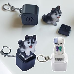 MINIFELE 262 Rechargeable Keyboard Fidget Toys Stress Relief Dog Cat Keycap Key Button Portable Barking and Meowing Keychain Finger Button Fingertip Gadget