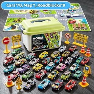 70PCS Mini Alloy Pull‑Back Racing Car Set Inertia Car Model Toy for Boys Kids Birthday Gift Kereta Mainan