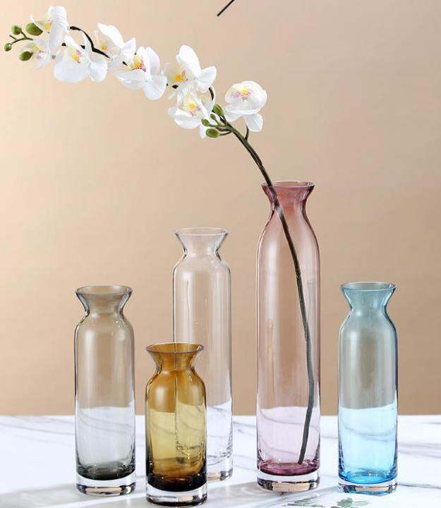 Glass Vase Single Stem Vases Clear vase Small Glass Vases Modern Flower ...