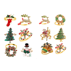 Holiday Themed Napkin Clip Reindeer Shape Decorative Metal Rings for Christmas Table Setting Arrangements