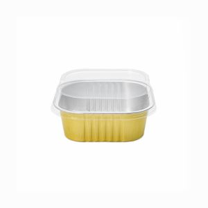 40pcs 150ml Aluminum Cake Box with Clear Lid / Square Aluminum Tin Foil Baking Tray / Foil Square Baking Cup