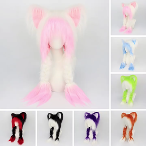 Women Kitten Ears Cosplay Hat Furry Ear Cats Ear Versatile Hat Breathable Hat for Adults Casual Sport Accessories