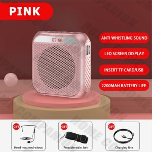 Voice Amplifier Portable 8W Speaker Support TF Card/Flash Drive 2200 mAh Mini Bluetooth Microphone for Teachers Class