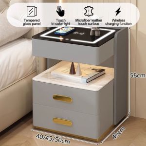 Happihaus Smart Bedside Table With Smart Induction Light Wireless Charging USB Charging