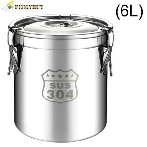 【New Arrival】6/12/21/33L 304 Stainless Steel Airtight Canister with Handles Food Storage Container Kitchen Canister for Home Kitchen