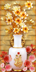 TRANH DÁN TƯỜNG BÌNH HOA TRANG TRÍ NHÀ ĐẸP 70CM*120CM