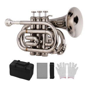 Ammoon แท้จริง Mini Pocket Trumpet BB FLAT Brass พร้อมกระเป๋าหิ้วสีดำ
