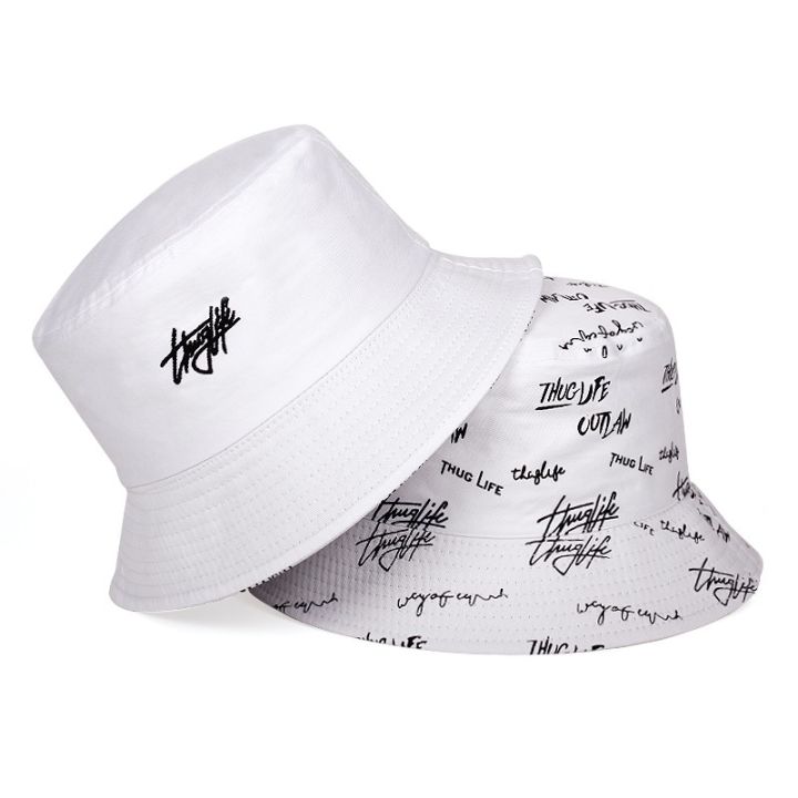 Fisherman hat Double sided letter embroidery summer hat bucket hats women  beach hat fashion summer sun hat for men topi mancing