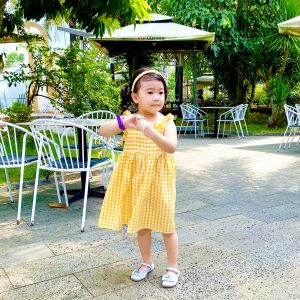 Đầm dây 2 màu nhún bèo thiết kế dễ thương dáng xoè