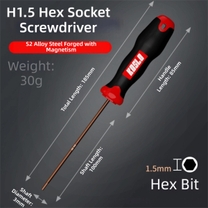 OURTOUR Internal Hex Hexagonal Screwdriver H2.5/4mm Extended Length Maintenance Tool Straight Shank Hexagonal Wrench