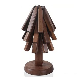 CHENJIE Tree Shape Wooden Trivet for Hot Dishes Non-Slip Foldable Placemats Creative Heat Resistant Insulation Pad Home Decoration