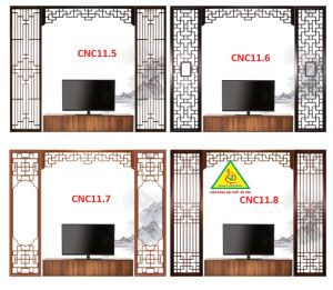 Nền tường phong cách Trung Hoa bình phong gỗ cắt CNC011 - Nội thất lắp ráp Viendong Adv