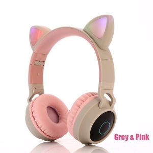 Cute Cat Earphone Bluetooth 5.0 Childrens Day Birthday Gift LED Headphone Headset Wireless HiFi Girl Boy Daughter Gift With Mic