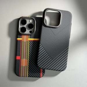 For iPhone 17 16 15 14 Pro Max Case Carbon Fiber Abstract Geometric for MagSafe Cover Magne Charging Shell Camera Armor Funda