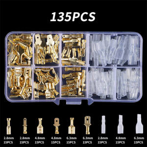 Crimp Terminals Insulated Male and Female Wire Connector Electrical Wire 80/135/360pcs 2.8/4.8/6.3mm Crimp Ring