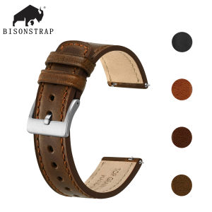 Dây Đồng Hồ Da BISONSTRAP Dây Đồng Hồ Nam 18mm 20mm 22mm Phụ Kiện Đồng Hồ Tháo Nhanh Khóa Thép Bạc2026