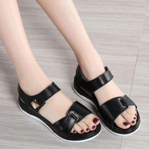 [Free Shipping] Special offer womens leather sandals for outdoor wear fashionable brand womens flat sandals non-slip casual maternity sandals for mothers