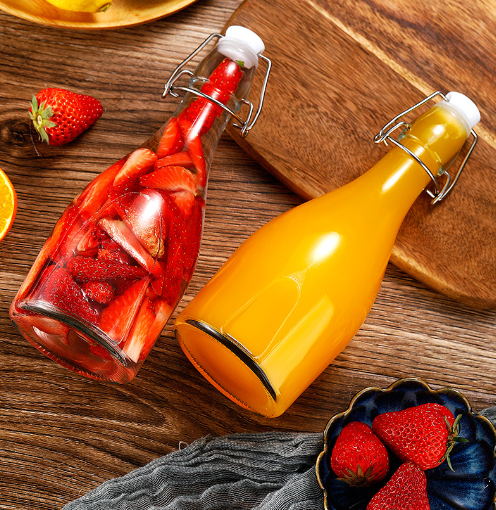 Chai thủy tinh Giara tròn bầu nắp gài 500ml 1000ml