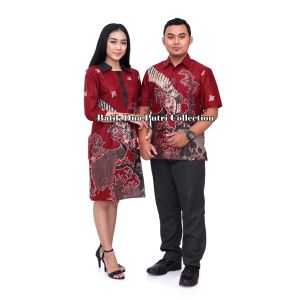 Couple Batik Dress Wanita Kemeja Batik Pria Exclusive By Batik Dua Putri Pekalongan = KARIMUN