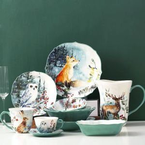 OMK Fairytale Forest Series Ceramic 6 inch Rice Bowl christmas tableware xmas