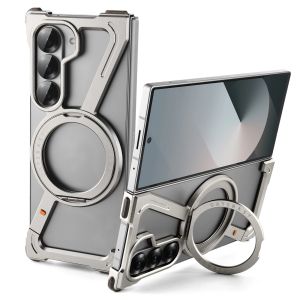 Oatsbasf Metal Magnetic Phone Case for Samsung Z Fold 7 6 5 with Stand Frameless Phone Cover for Samsung Fold Screen Shockproof2026