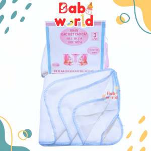 Set 10 Khăn Sữa Kiba Cao Cấp Cho Bé Vải Cotton Mềm Mịn Thấm Hút Tốt Thoáng Khí An Toàn Cho Bé Từ Sơ Sinh Đa Công Dụng
