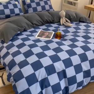 Japanese-style Simple Washed Cotton Bedding Set of Four ins Student Dormitory Style Duvet Cover Bed Sheet Single Three-Piece Set Bed Skirt 4 Pieces LZD