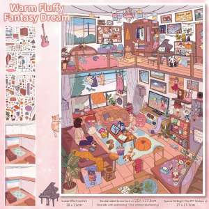 NEXTYOO 3D Bộ sưu tập nhãn dán cảnh quan thu nhỏ 2 Chủ đề PET Sticker Phong Cảnh 3D Chống thấm nước Bức tranh ghép cảnh thu nhỏ Giải nén