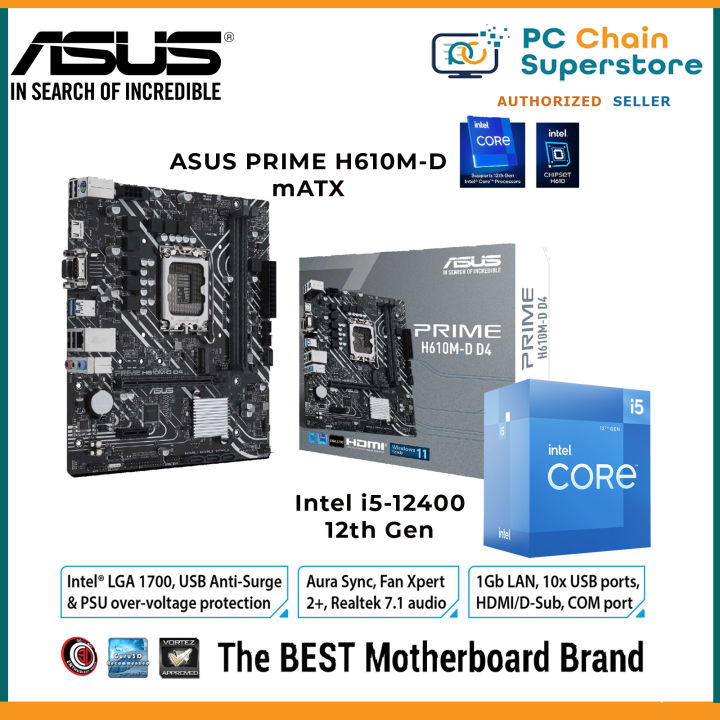 Intel i5-12400 i5-12400F 12th Gen Processor ASUS PRIME H610M-D