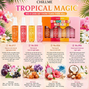 Bộ Xịt Thơm Toàn Thân Body Mist TROPICAL MAGIC 4 x 40ml Lưu Hương Lâu Trái Cây Tươi Mát