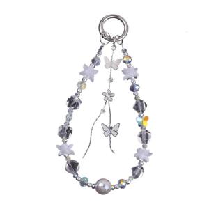 High Quality Alloy and Acrylic Butterfly Key Holder with Accent Beaded Keychain Ideal for Trendy Women