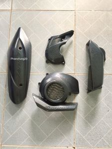 COMBO ỐP PHỤ KIỆN TRANG TRÍ DÙNG CHO ĐỜI XE JANUS  2022 2023 2024 CACBON ( 4 MÓN : CHE PÔ BẦU E KÉT NƯỚC LỐC NHỎ )