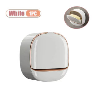 เก็บปลายทาง！กล่องใส่สบู่มีฝาปิด แบบไม่ต้องเจาะ ระบายน้ำได้ เก็บสบู่ สําหรับติดผนังห้องน้ํา